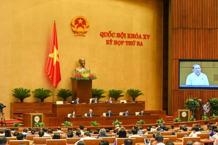 Quang cảnh phiên họp của Quốc hội, chiều 1/6. (Ảnh: LINH NGUYÊN)