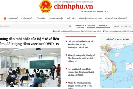 Giao diện Cổng Thông tin điện tử Chính phủ.