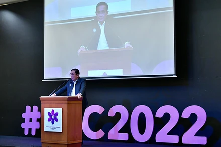 Thủ tướng Thái Lan phát biểu tại Đại hội Du lịch Thái Lan 2022.