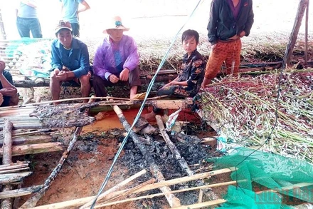 Hiện trường lán tạm nơi nạn nhân Giàng Giả bị sét phóng trúng, tử vong tại chỗ.