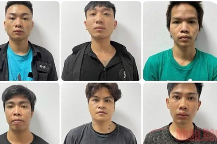 Các đối tượng trong đường dây lừa đảo bị bắt giữ.