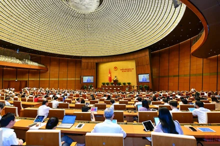 Quang cảnh phiên họp của Quốc hội tại Hội trường Diên Hồng sáng 3/6. (Ảnh: NGUYÊN LINH)