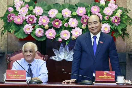 Chủ tịch nước Nguyễn Xuân Phúc phát biểu tại buổi làm việc. (Ảnh: TTXVN)