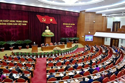 Hội nghị lần thứ 5 Ban Chấp hành Trung ương Ðảng Cộng sản Việt Nam khóa XIII, tháng 5/2022. (Ảnh: Ðăng Khoa)