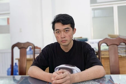 Đối tượng Trương Quang Anh Đức tại cơ quan công an.