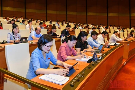 Các đại biểu Quốc hội tham gia thảo luận tại hội trường ngày 3/6. (Ảnh: LINH KHOA)