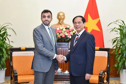Bộ trưởng Ngoại giao Bùi Thanh Sơn tiếp Trợ lý Bộ trưởng Ngoại giao và Hợp tác quốc tế UAE Abdulnasser Al Shaali. (Ảnh: Bộ Ngoại giao)