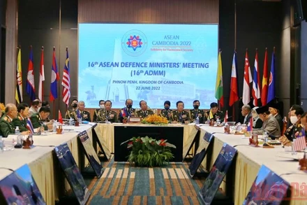 Hội nghị Bộ trưởng Quốc phòng các nước ASEAN lần thứ 16 diễn ra tại Phnom Penh, Campuchia. (Ảnh: Nguyễn Hiệp) 
