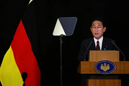 Thủ tướng Nhật Bản Kishida Fumio phát biểu với truyền thông sau Hội nghị thượng đỉnh G7 tại lâu đài Schloss Elmau, miền nam Đức, ngày 28/6/2022. (Ảnh: REUTERS)