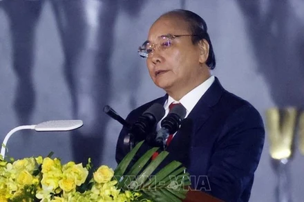 Chủ tịch nước Nguyễn Xuân Phúc phát biểu. (Ảnh: Thống Nhất/TTXVN)