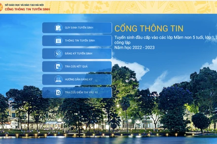 Ảnh chụp giao diện cổng tuyển sinh trực tuyến của TP Hà Nội