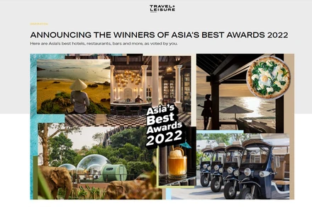 Travel+Leisure ấn bản Đông Nam Á đã công bố các giải thưởng của Asia's Best Awards 2022 (Ảnh chụp màn hình)