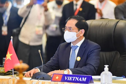 Bộ trưởng Ngoại giao Bùi Thanh Sơn phát biểu tại Hội nghị. (Ảnh: Báo Điện tử Đảng Cộng sản)