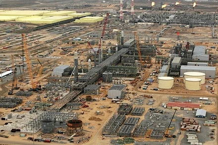 Một góc công trường xây dựng trên mỏ dầu Tengiz, phía tây bắc Kazakhstan. (Ảnh: Tengizchevroil)