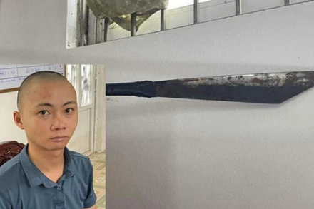 Đối tượng Trịnh Ngọc Hưng và hung khí gây án.