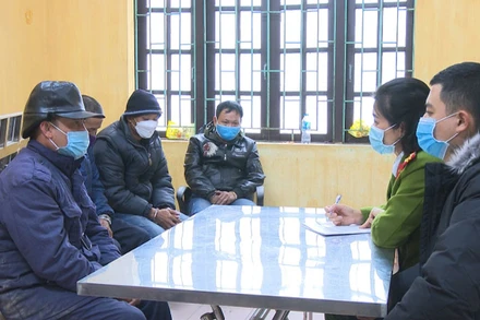 Các đối tượng tại Cơ quan công an.