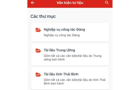 Một số ứng dụng trong phần mềm “Sổ tay Đảng viên điện tử”.
