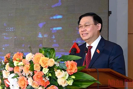 Chủ tịch Quốc hội Vương Đình Huệ phát biểu ý kiến chỉ đạo tại lễ kỷ niệm. (Ảnh: Duy Linh)