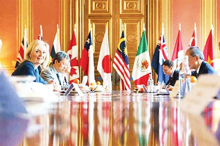 Các thành viên CPTPP họp tại London tháng 10/2020. Ảnh: NIKKEI