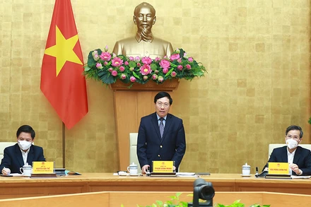 Phó Thủ tướng Thường trực Chính phủ Phạm Bình Minh phát biểu tại Hội nghị.