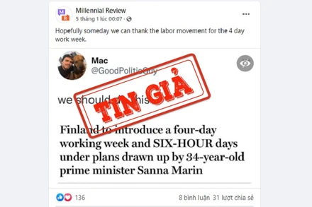 Ảnh chụp một bài đăng chia sẻ thông tin sai sự thật trên mạng xã hội Facebook.