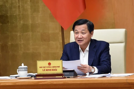 Phó Thủ tướng Lê Minh Khái phát biểu ý kiến tại cuộc họp. (Ảnh: VGP)