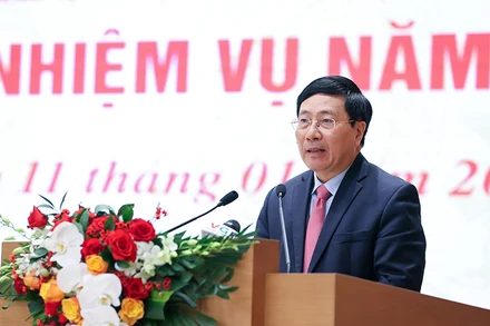 Phó Thủ tướng Phạm Bình Minh phát biểu ý kiến tại hội nghị. (Ảnh: baochinhphu.vn)