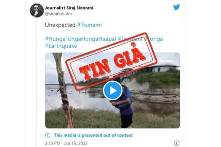 Ảnh chụp một bài đăng video với chú thích sai trên mạng xã hội Twitter. 