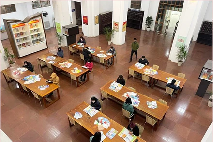 Khu vực trưng bày báo Xuân. (Ảnh: Thư viện quốc gia)