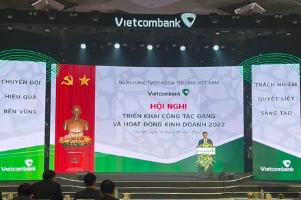 Chủ tịch HĐQT Vietcombank Phạm Quang Dũng phát biểu tại Hội nghị.