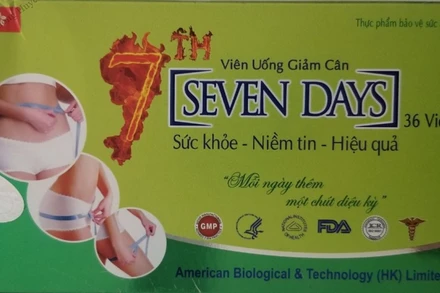 Viên uống giảm cân SEVEN DAYS có chứa chất cấm Sibutramine (12,54 mg/viên).