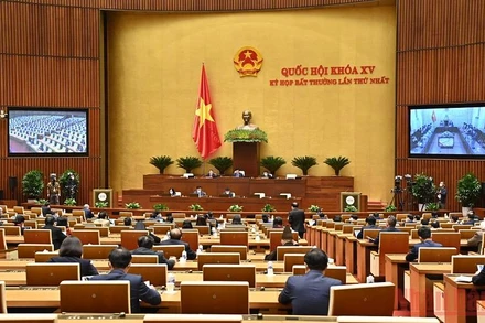 Quang cảnh phiên họp Quốc hội sáng 10/1. (Ảnh: Khoa Linh)