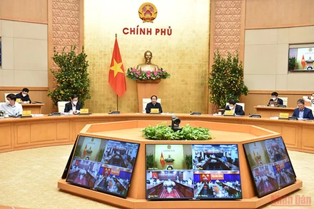 Quang cảnh buổi họp trực tuyến. (Ảnh: Đức Tuân) 