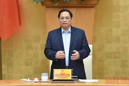 Thủ tướng Phạm Minh Chính phát biểu ý kiến tại cuộc họp. (Ảnh: Trần Hải) 