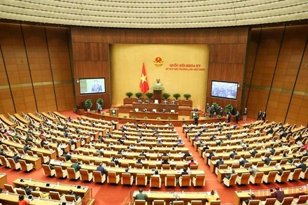 Toàn cảnh phiên khai mạc Kỳ họp bất thường lần thứ nhất, Quốc hội khóa XV, sáng 4/1. (Ảnh: ĐĂNG KHOA)