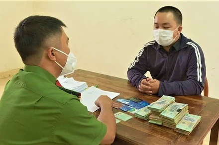 Đối tượng Phạm Vũ Quang Trường tại cơ quan công an.