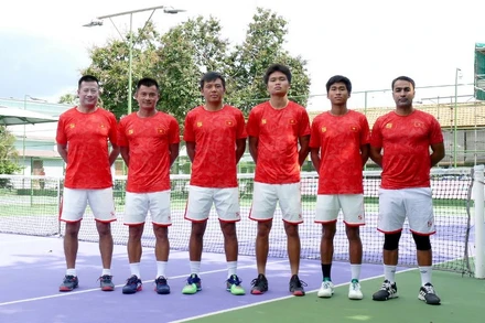 Trong năm 2021, đội tuyển Davis Cup Việt Nam đã thi đấu thành công, thăng hạng lên thi đấu Play-offs Davis Cup nhóm II thế giới năm 2022. (Ảnh: VTF)