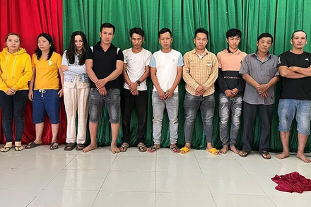 Tạm giữ các đối tượng đánh bạc trong lô cao-su ở thành phố Long Khánh, tỉnh Đồng Nai. 