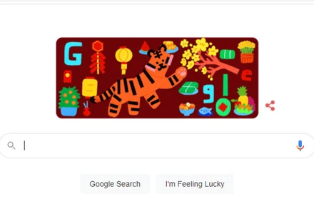 Biểu tượng năm Nhâm Dần trên trang chủ Google. (Ảnh chụp màn hình)
