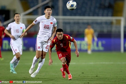 Phạm Tuấn Hải đã chơi xuất sắc trong trận chiến thắng trước đội Trung Quốc. (Ảnh: VFF)