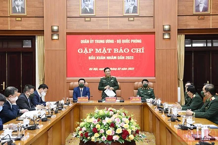 Đại tướng Phan Văn Giang phát biểu ý kiến tại buổi gặp mặt. (Ảnh: Tuấn Huy)