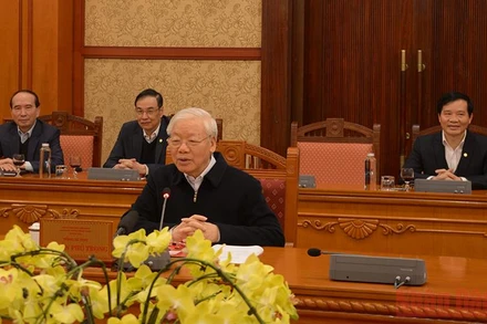 Tổng Bí thư Nguyễn Phú Trọng phát biểu tại cuộc họp.