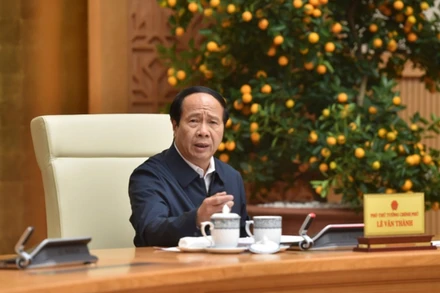 Phó Thủ tướng Lê Văn Thành phát biểu tại buổi họp. (Ảnh: Đức Tuân)