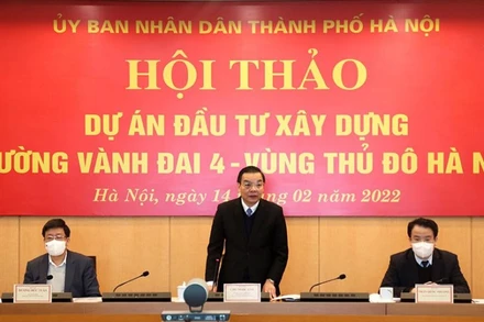 Chủ tịch UBND TP Hà Nội Chu Ngọc Anh chủ trì hội thảo. (Ảnh: Thủy Tiên)