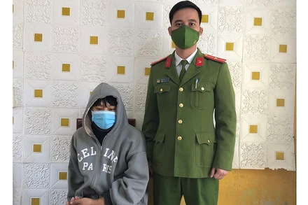 Đối tượng Lê Văn Duy tại cơ quan công an.