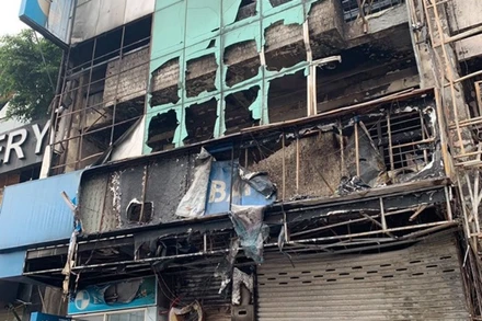 Hiện trường vụ cháy do Long châm lửa đốt dây diện.