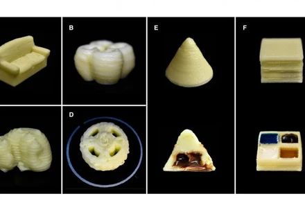 Nhóm các nhà nghiên cứu đã in 3D ra nhiều hình dạng từ sữa. Ảnh: SUTD.