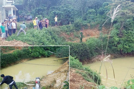 Khu vực hồ nước tưới nơi ba cháu bé đuối nước thương tâm 