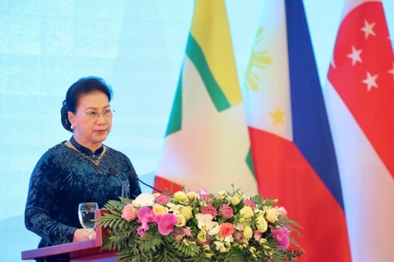 Chủ tịch AIPA 41 Nguyễn Thị Kim Ngân nhấn mạnh, việc tổ chức Đại hội đồng thể hiện nỗ lực của các nghị viện đồng hành cùng Chính phủ các nước ASEAN vượt qua khó khăn, đẩy lùi dịch bệnh. (Ảnh: Duy Linh)