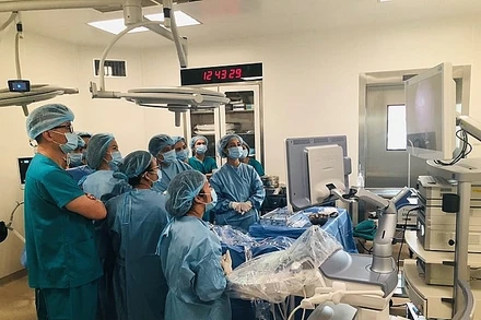 Một ca can thiệp bào thai do các bác sĩ Bệnh viện Phụ sản Hà Nội thực hiện. (Ảnh: BVCC)